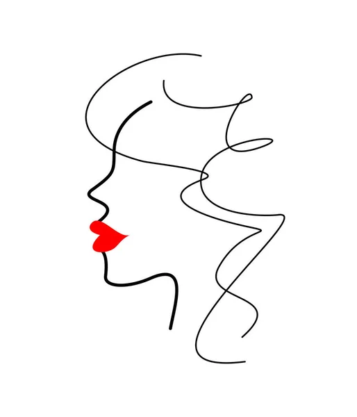 Lips Girl Face Profile Portrait Female Sideways Silhouette Woman Face — Stock Vector