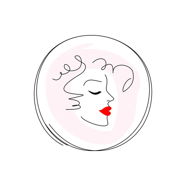 Girl Face Logo Beauty Style Salon Makeup Hairstyle Icon Cosmetology — Stock Vector