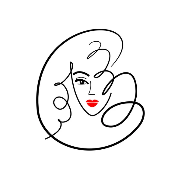Girl Face Logo Beauty Style Salon Makeup Hairstyle Icon Cosmetology — Stock Vector