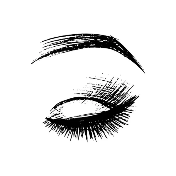 Augenbrauen Wimpern Skizze Mit Strichen Schönheitssalon Make Vektorillustration Flachen Stil — Stockvektor
