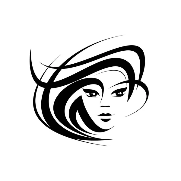 Female Face Logo Young Girl Hairstyle Beauty Salon Icon Woman — Stock Vector