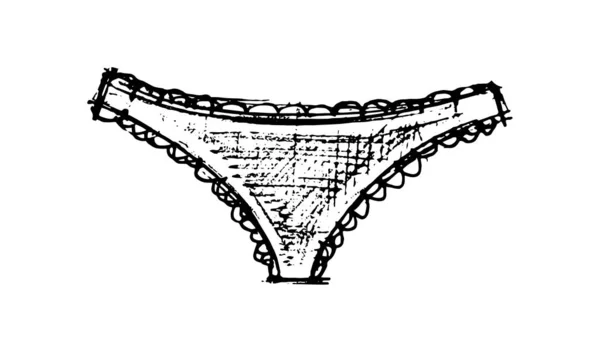 Esquisse Culotte Culotte Sous Vêtements Femmes Garde Robe Dentelle Sous — Image vectorielle