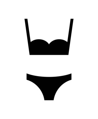 İç çamaşırı mayosu. Külot ve sutyen - düz stil vektör çizimi. Kadınlar için logo kıyafeti