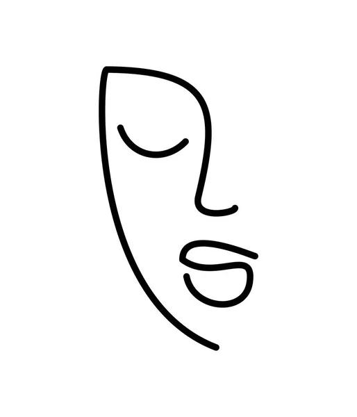Yüz Silueti Bir Satırda Kız Yüzü Güzellik Salonu Logosu Portre — Stok Vektör