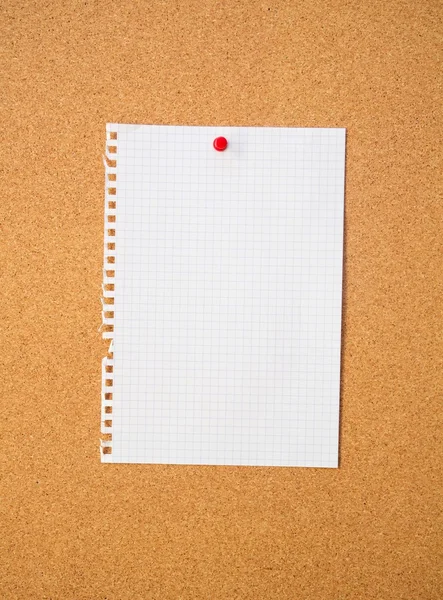 White sheet on pin board. Cork background — Stock Photo, Image