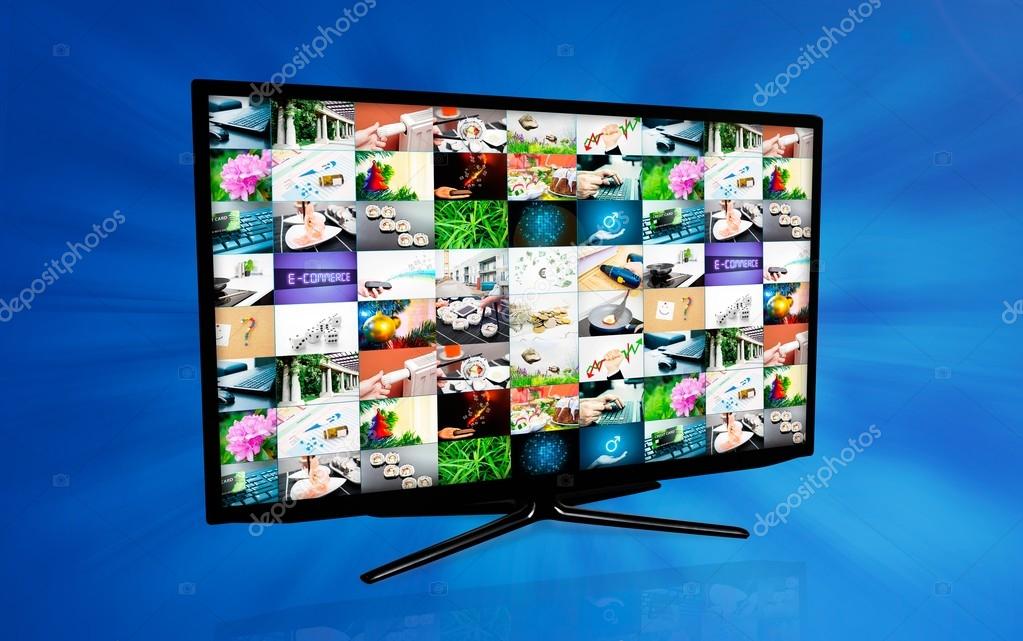 vrede Kan worden berekend Bloemlezing Breedbeeld high-definition tv-scherm met video gallery. aangenaam —  Stockfoto © simpson33 #24914217