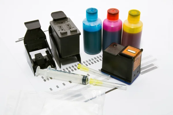 Ink refill set for printer — Stock Photo, Image