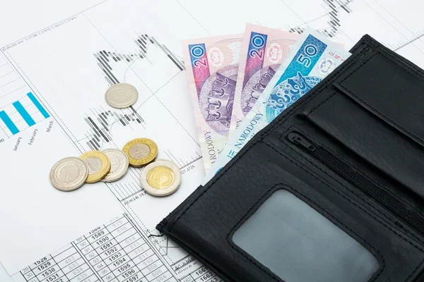 Польские деньги в бумажнике. Концепция банковских сбережений — стоковое фото