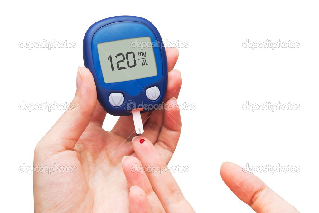 Woman doing blood sugar test