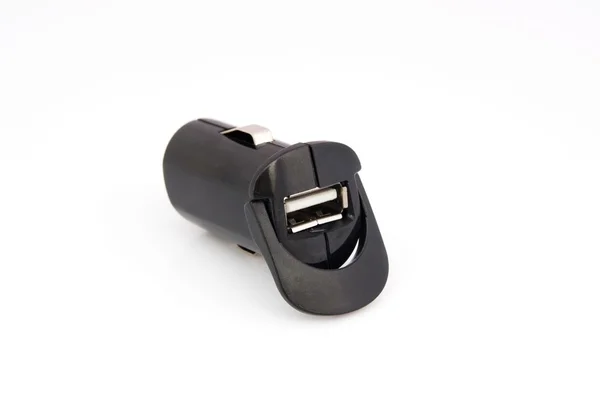 USB car charger isolated on white — Stock Photo, Image