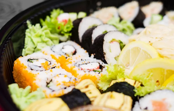 Close up of traditional japanese sushi set — Stock Photo, Image