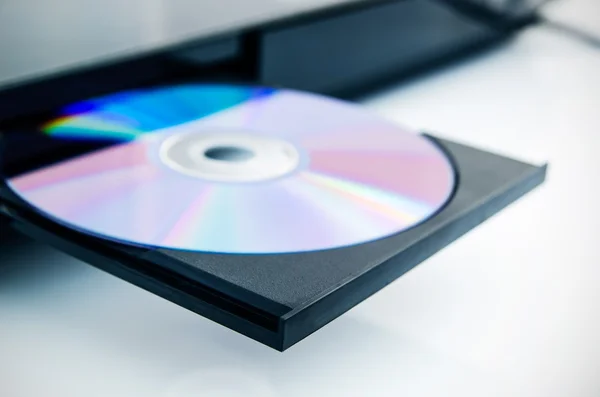 Disc insterted to DVD or CD player — Stock Photo, Image