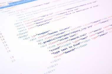 Beyaz arka planda html dil kodu