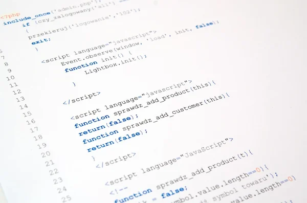 Codice del linguaggio javascript su sfondo bianco — Foto Stock