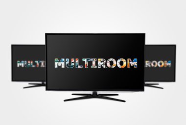 Televizyon çok oda teknolojisi. birden çok ekran ben maskeli