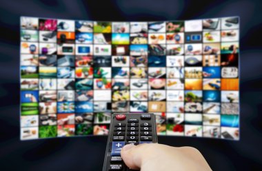 büyük lcd panel televizyon stream görüntüleri ve remonte denetimi 