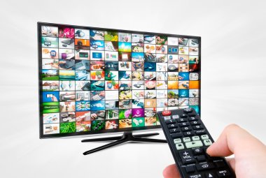 geniş ekran yüksek tanımlı tv ekranı ile video Galeri. Uzaktan 