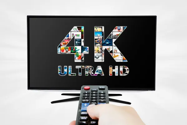 Televisión ultra HD. Tecnología de resolución de televisión 4K — Foto de Stock