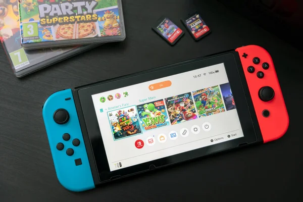 Wroclaw Poland Jan 2022 Nintendo Switch Popular Mobile Console Device — 스톡 사진