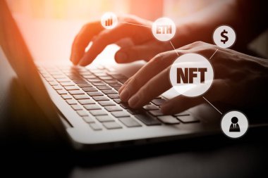 NFT ödenmeyen jetonlar konsepti. Dijital koleksiyonlara kripto para yatırımı