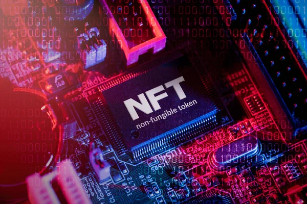 Nft Conceito Fichas Não Fungíveis Investir Criptomoedas Coleções Digitais — Fotografia de Stock