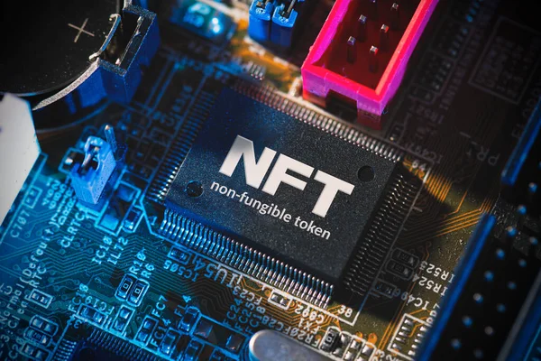 Nft Conceito Fichas Não Fungíveis Investir Criptomoedas Coleções Digitais — Fotografia de Stock