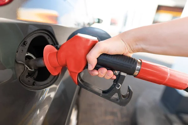 Járműüzemanyag Ellátó Létesítmény Benzinkútnál Üzemanyagbenzin Adagoló — Stock Fotó