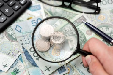 Polonya parası, bir yığın bozuk para, paraların cilalanması.