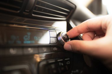Klima düğme bir araba içinde. Soğuk, sıcaklık kontrol kavramı