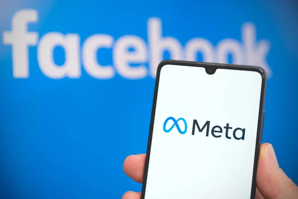Вроцлав Польша Apr 2022 Facebook Меняет Название Компании Meta Мета — стоковое фото