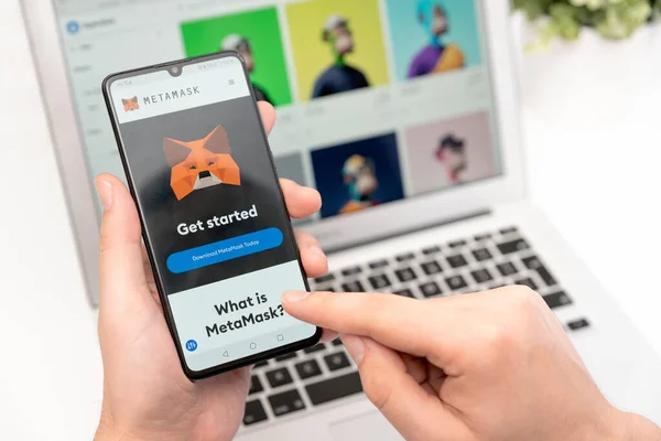 Вроцлав Польша Feb 2022 Metamask Cryptocurrency Wallet Mobile App Nft — стоковое фото