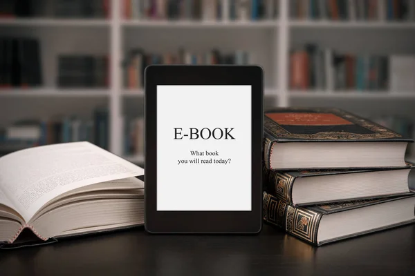 Пристрій Електронної Книги Бібліотеці Альтернатива Традиційних Книг — стокове фото