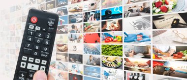 Television streaming video concept. Media TV video on demand technology
