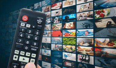 Television streaming video concept. Media TV video on demand technology