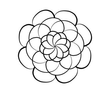 Renkli resim için Basit Çiçek Mandala Şekli. Beyaz arkaplanda özet
