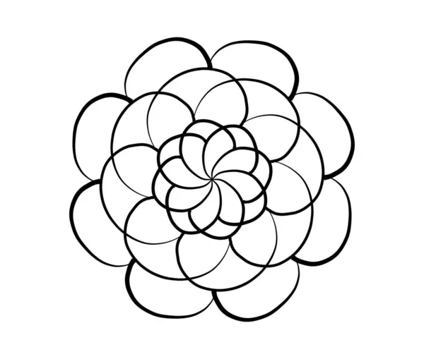 Eenvoudige Bloem Mandala Vorm Voor Kleur Schilderen Overzicht Witte Achtergrond — Stockfoto