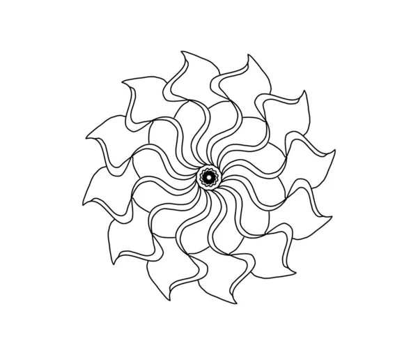 Enkel Blomma Mandala Form För Färg Målning Översikt Över Vit — Stockfoto