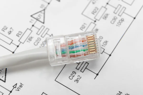 Cavo di rete per computer (RJ45 ) — Foto Stock