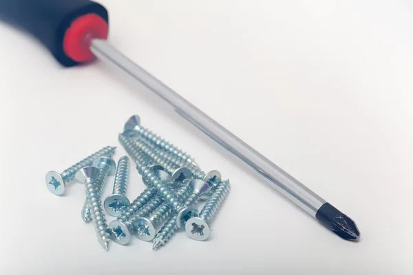 Screws and screwdriver — Stock Photo, Image