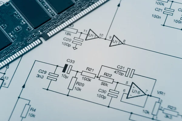 Diagramme avec mémoire d'ordinateur — Photo