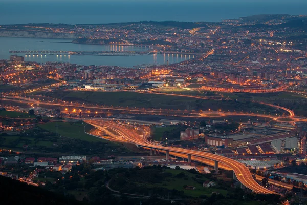 Nightfall in the great Bilbao, Bizkaia, Basque Country, Spain — Stock Photo, Image