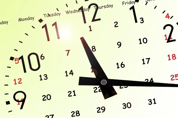 Clock and yellow calendar — Stock Photo, Image