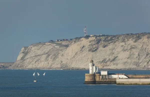 Lighthouse in the Abra, Getxo, Bizkaia, Basque Country, Spain — Stock Photo, Image