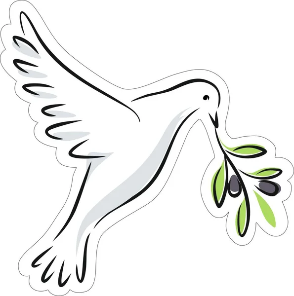 Illustration einer weißen Friedenstaube mit einem Olivenzweig — Stockvektor