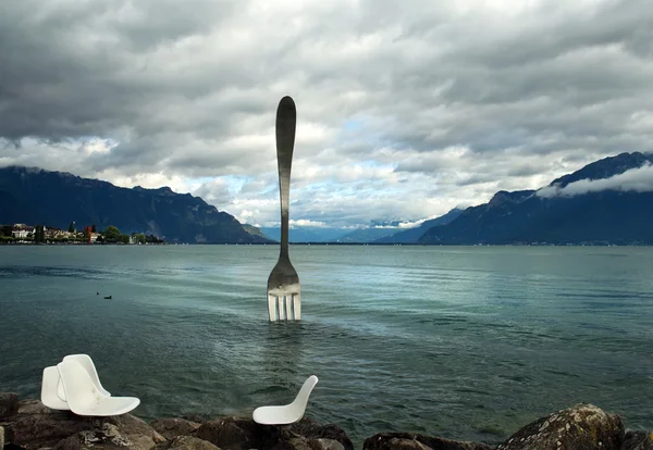 Obří větev ve vodě Ženevské jezero — Stock fotografie