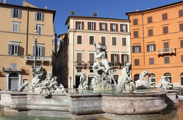 Fuente de Neptuno (Poseidón) en Piazza Navona en Roma — Foto de Stock