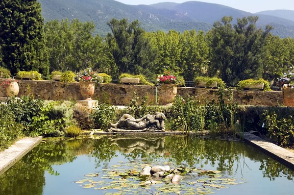 Vijver in het kasteel van Lourmarin (Chateau de Lourmarin ) — Stockfoto