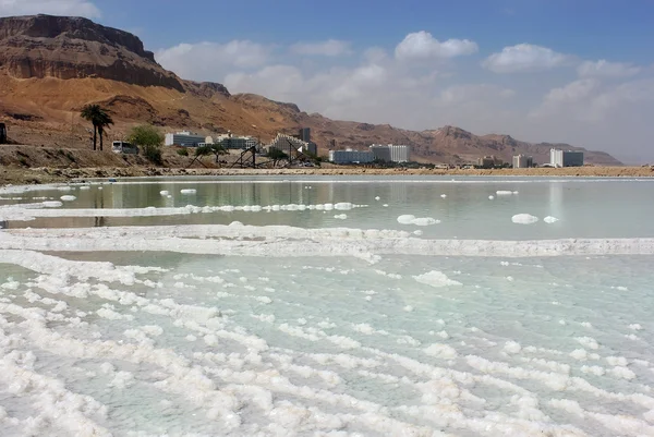 Salt betétek és a Holt-tenger resort területén — Stock Fotó