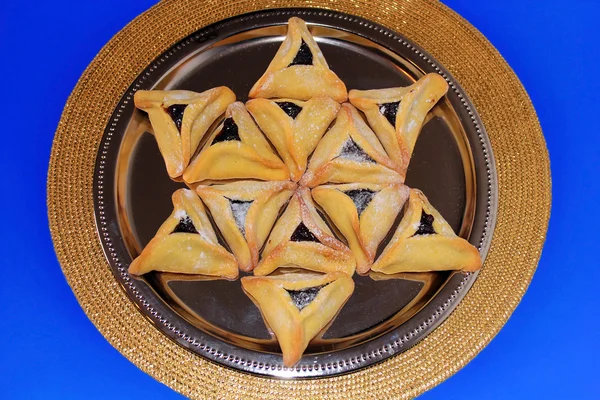 犹太普珥节的 hamantash 饼干 — 图库照片