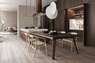 Modern lüks mutfak iç tasarımı minimal stil